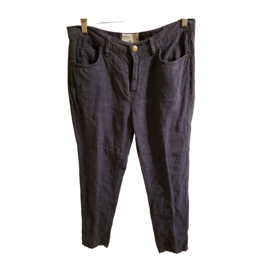 Current Elliott Women's  Size 28 Blue Linen Straight Leg Pants